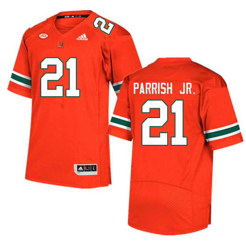 Men #21 Henry Parrish Jr. Miami Hurricanes College Football Jerseys Sale-Orange - Click Image to Close